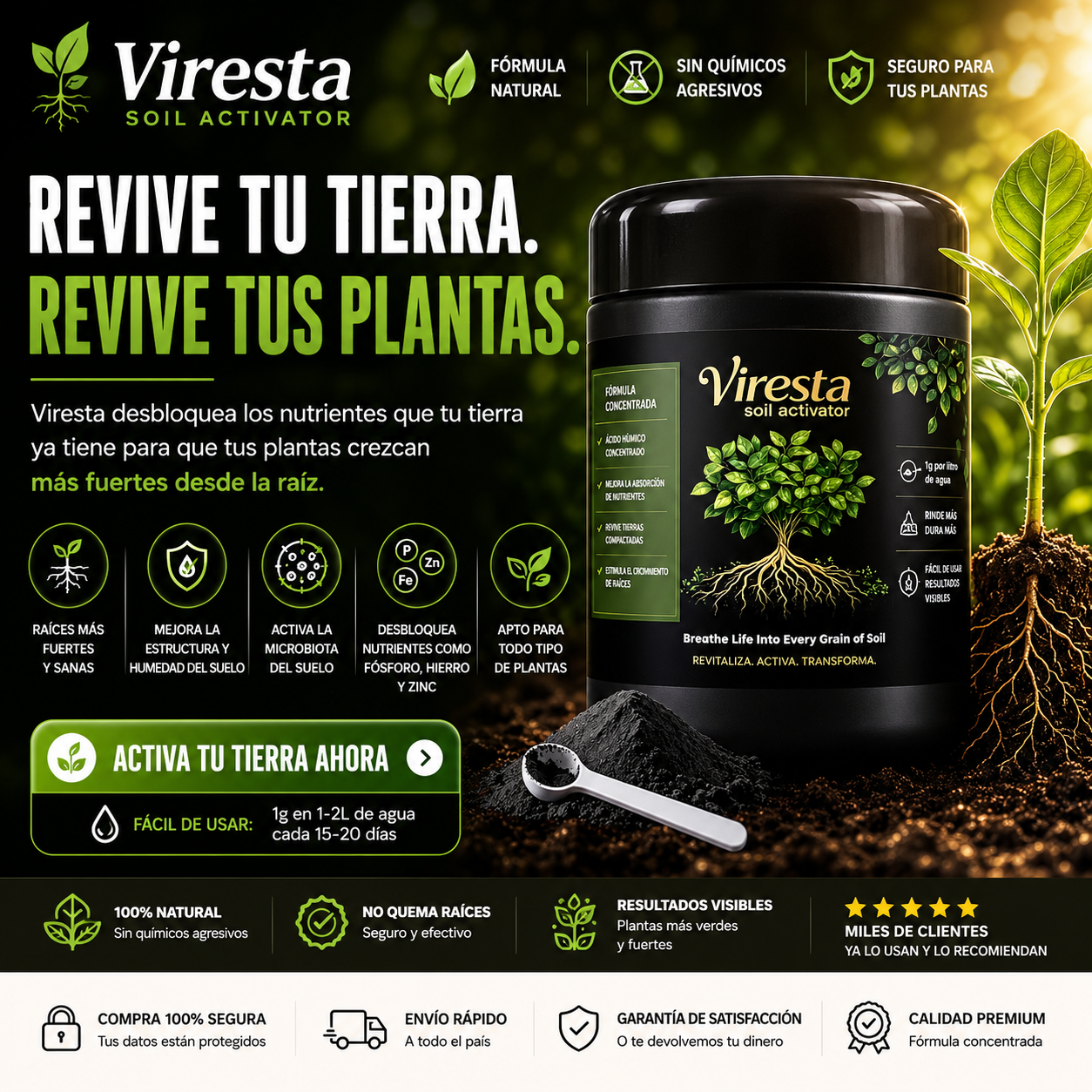 Viresta | El Primer Revitalizador de Suelos para Jardines y Huertas.