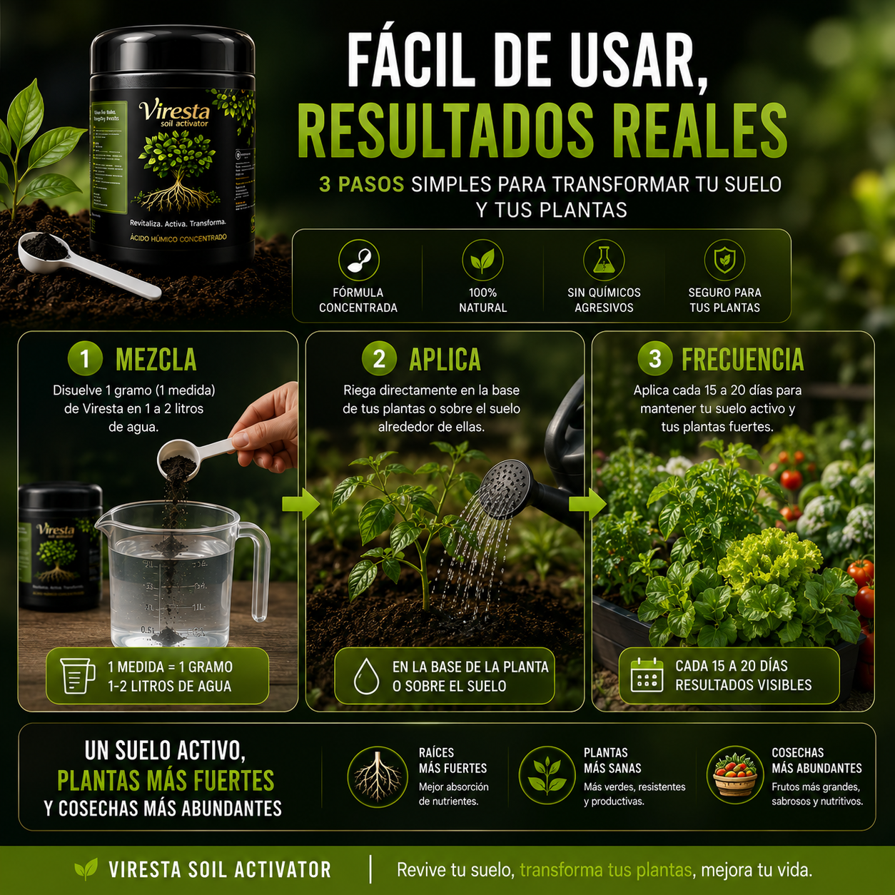 Viresta | El Primer Revitalizador de Suelos para Jardines y Huertas.
