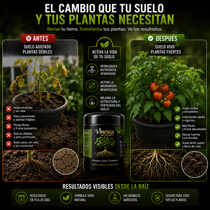 Viresta | El Primer Revitalizador de Suelos para Jardines y Huertas.