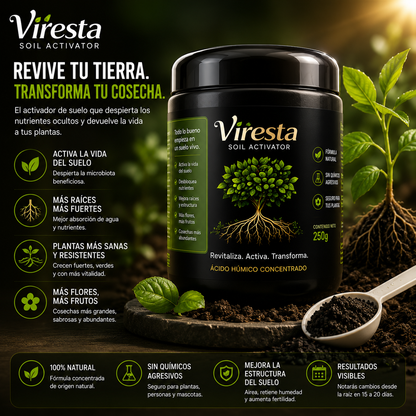 Viresta | El Primer Revitalizador de Suelos para Jardines y Huertas.