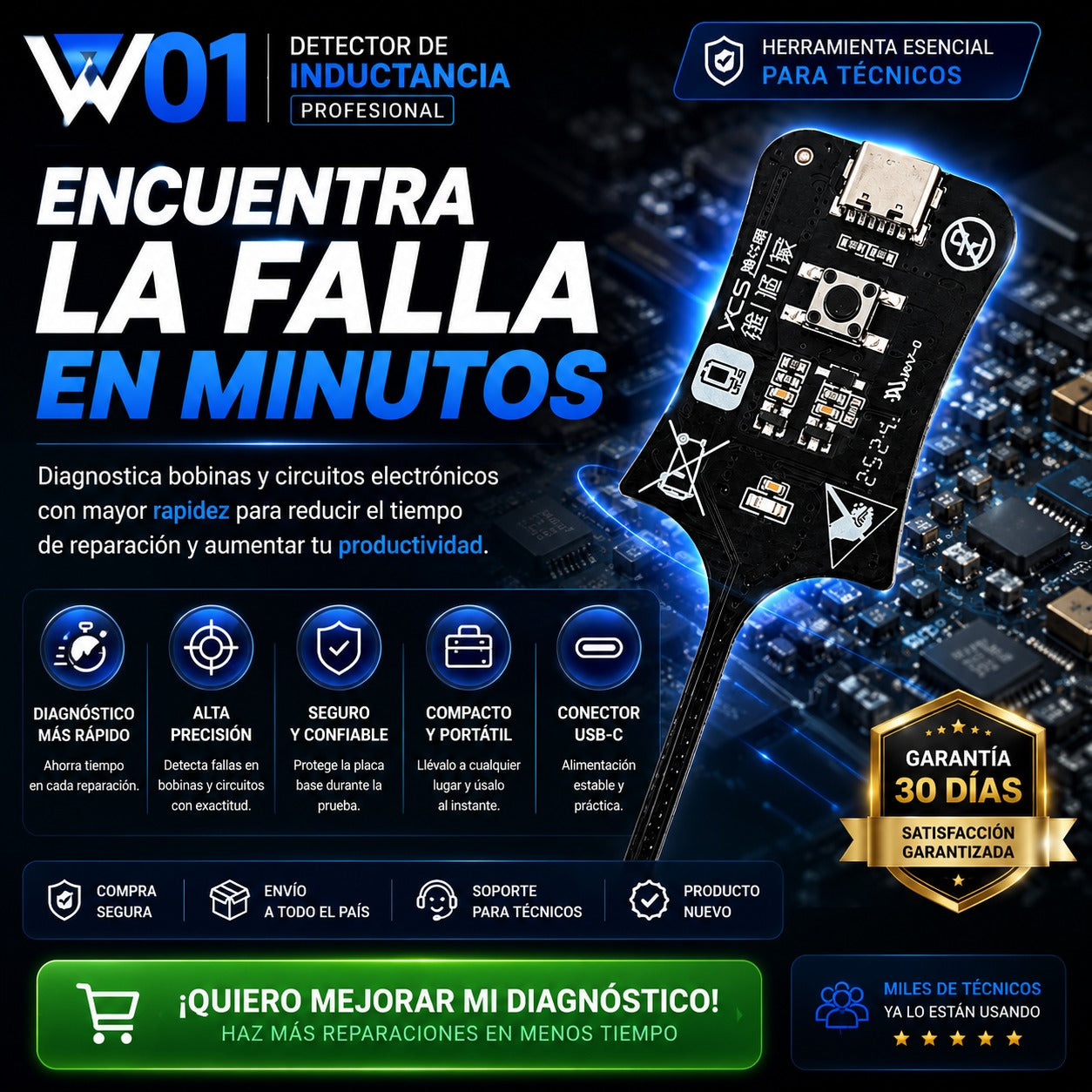 Detector de Inductancia para Diagnóstico Electrónico de Precisión