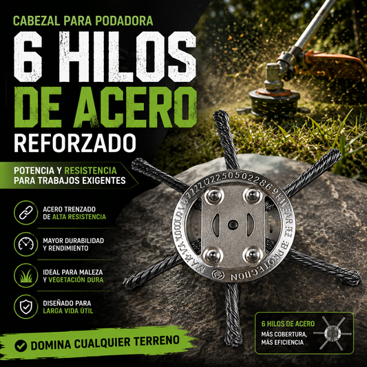 CABEZAL PARA PODADORA X 6 HILOS DE HIERRO REFORZADOS
